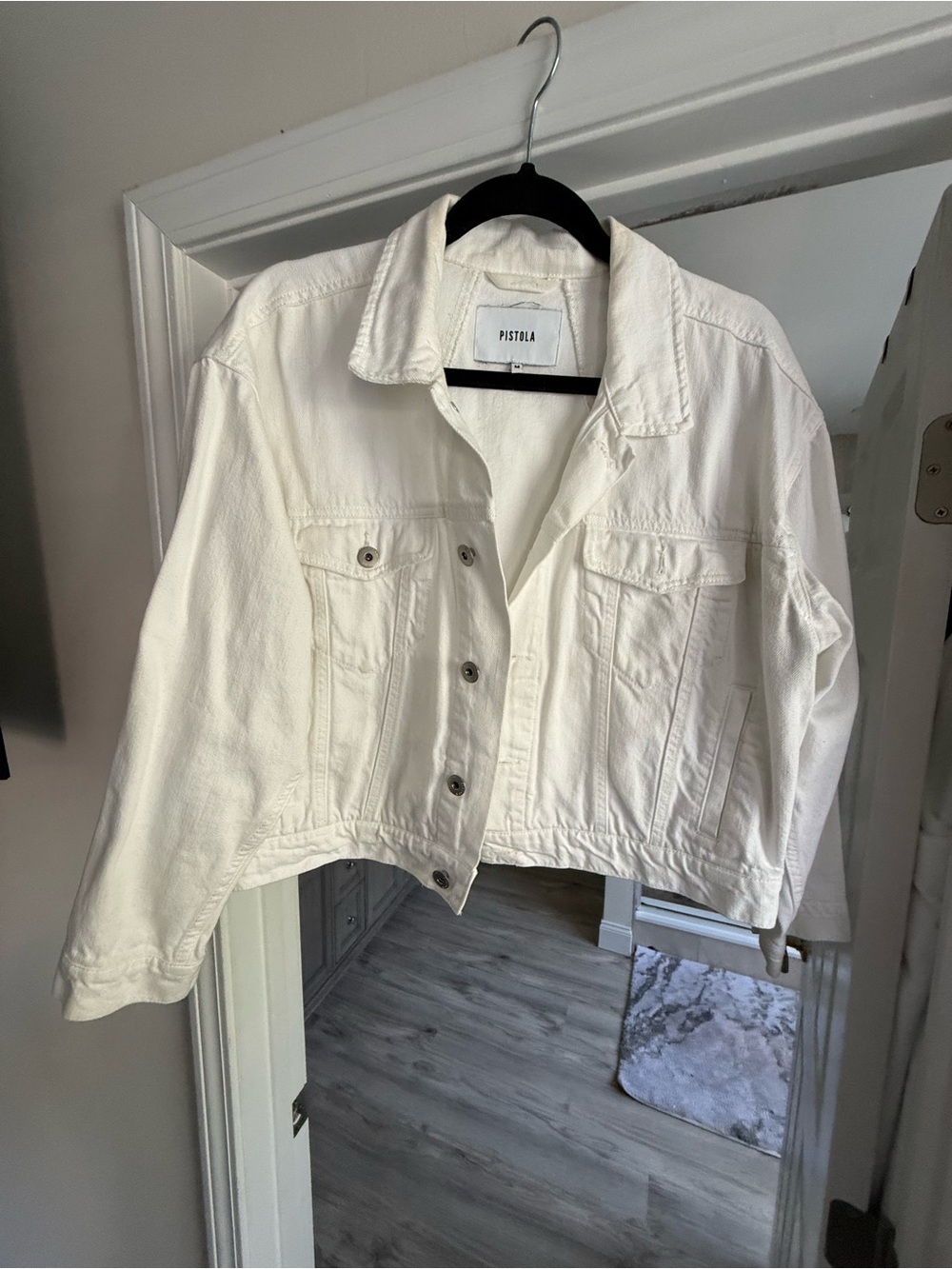 pistola White Cropped Denim Jacket